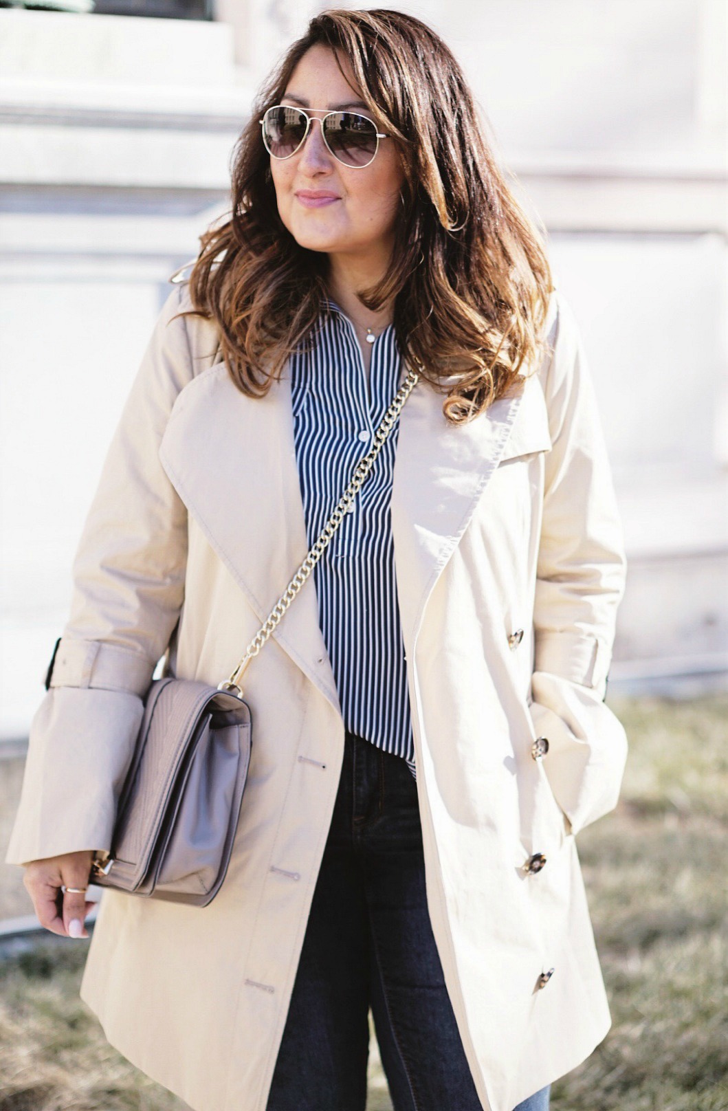 Banana Republic trench coat for a casual look.
